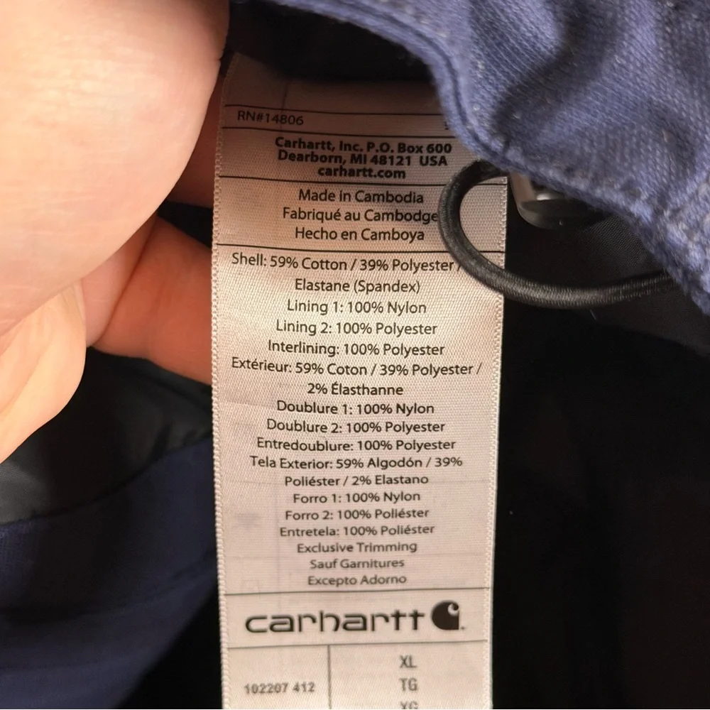 Carhartt Full Swing Loose Fit Quick Duck Insulated Jacket Navy Mens Size XL